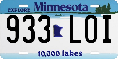 MN license plate 933LOI