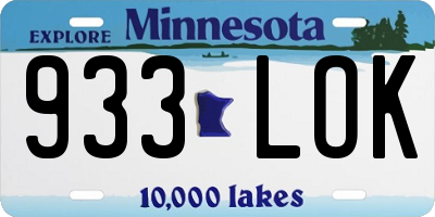 MN license plate 933LOK