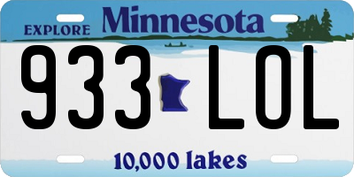 MN license plate 933LOL