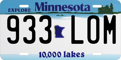 MN license plate 933LOM