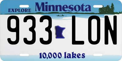 MN license plate 933LON