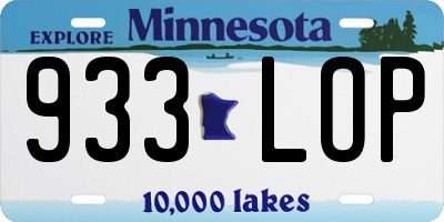 MN license plate 933LOP