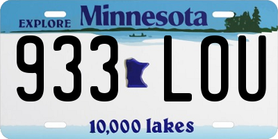 MN license plate 933LOU