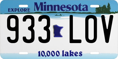MN license plate 933LOV