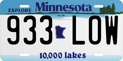 MN license plate 933LOW