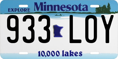 MN license plate 933LOY