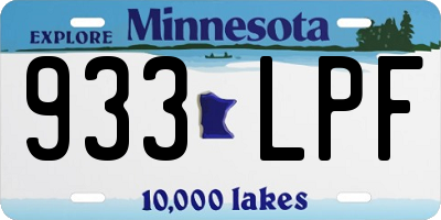 MN license plate 933LPF