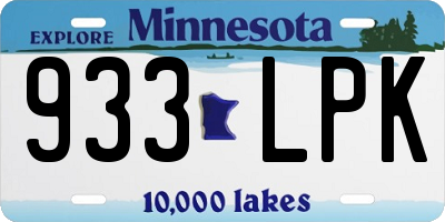 MN license plate 933LPK