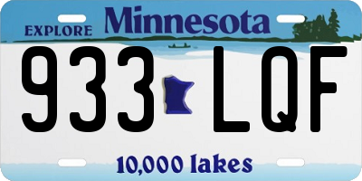 MN license plate 933LQF