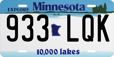 MN license plate 933LQK