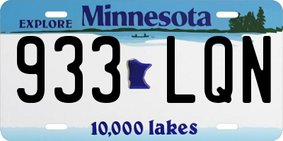 MN license plate 933LQN