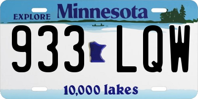 MN license plate 933LQW