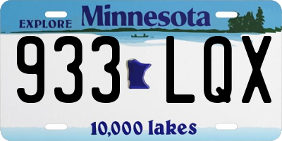 MN license plate 933LQX