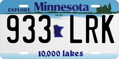 MN license plate 933LRK