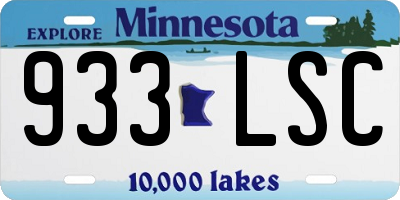 MN license plate 933LSC