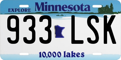 MN license plate 933LSK
