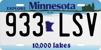 MN license plate 933LSV