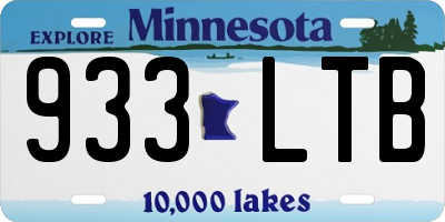 MN license plate 933LTB