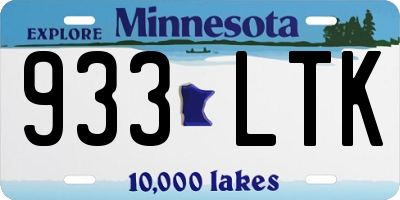 MN license plate 933LTK
