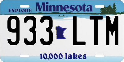 MN license plate 933LTM