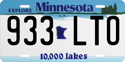 MN license plate 933LTO