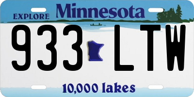MN license plate 933LTW