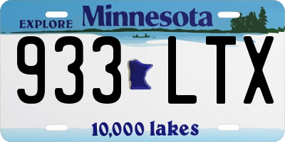 MN license plate 933LTX