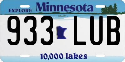 MN license plate 933LUB