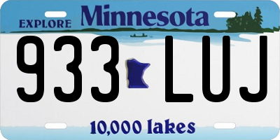 MN license plate 933LUJ