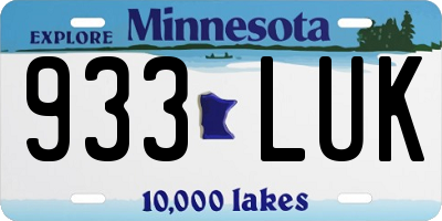 MN license plate 933LUK