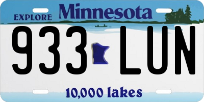 MN license plate 933LUN