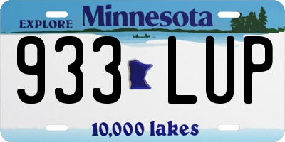 MN license plate 933LUP