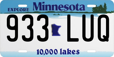 MN license plate 933LUQ
