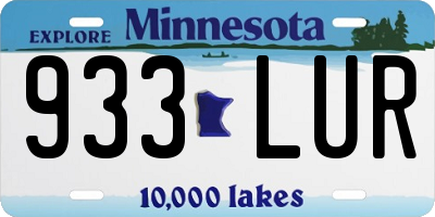 MN license plate 933LUR