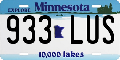 MN license plate 933LUS