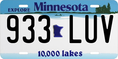 MN license plate 933LUV
