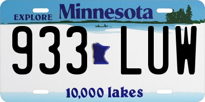 MN license plate 933LUW