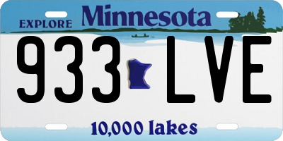 MN license plate 933LVE