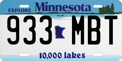 MN license plate 933MBT