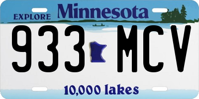 MN license plate 933MCV