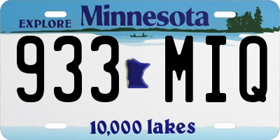 MN license plate 933MIQ