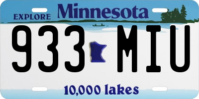 MN license plate 933MIU
