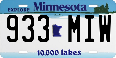 MN license plate 933MIW