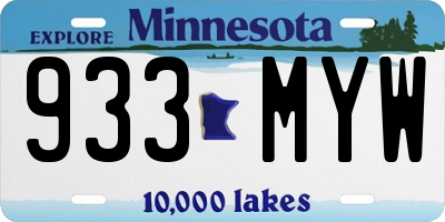 MN license plate 933MYW
