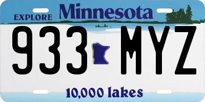 MN license plate 933MYZ