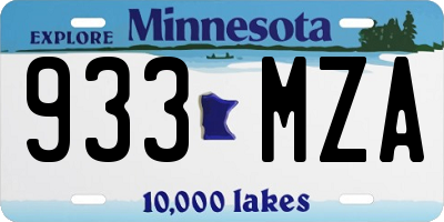 MN license plate 933MZA