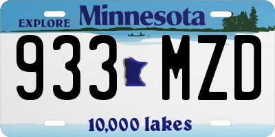 MN license plate 933MZD