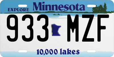 MN license plate 933MZF