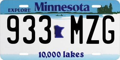 MN license plate 933MZG
