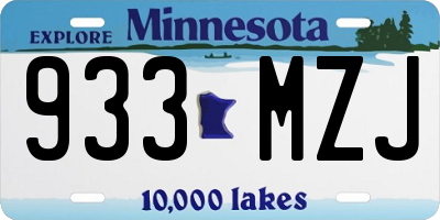 MN license plate 933MZJ